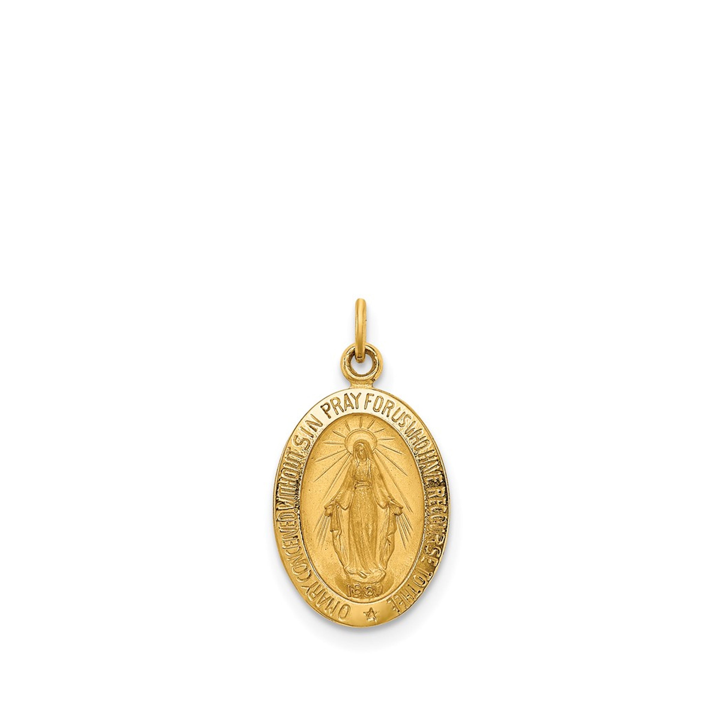 14K Gold Small Oval Miraculous Medal