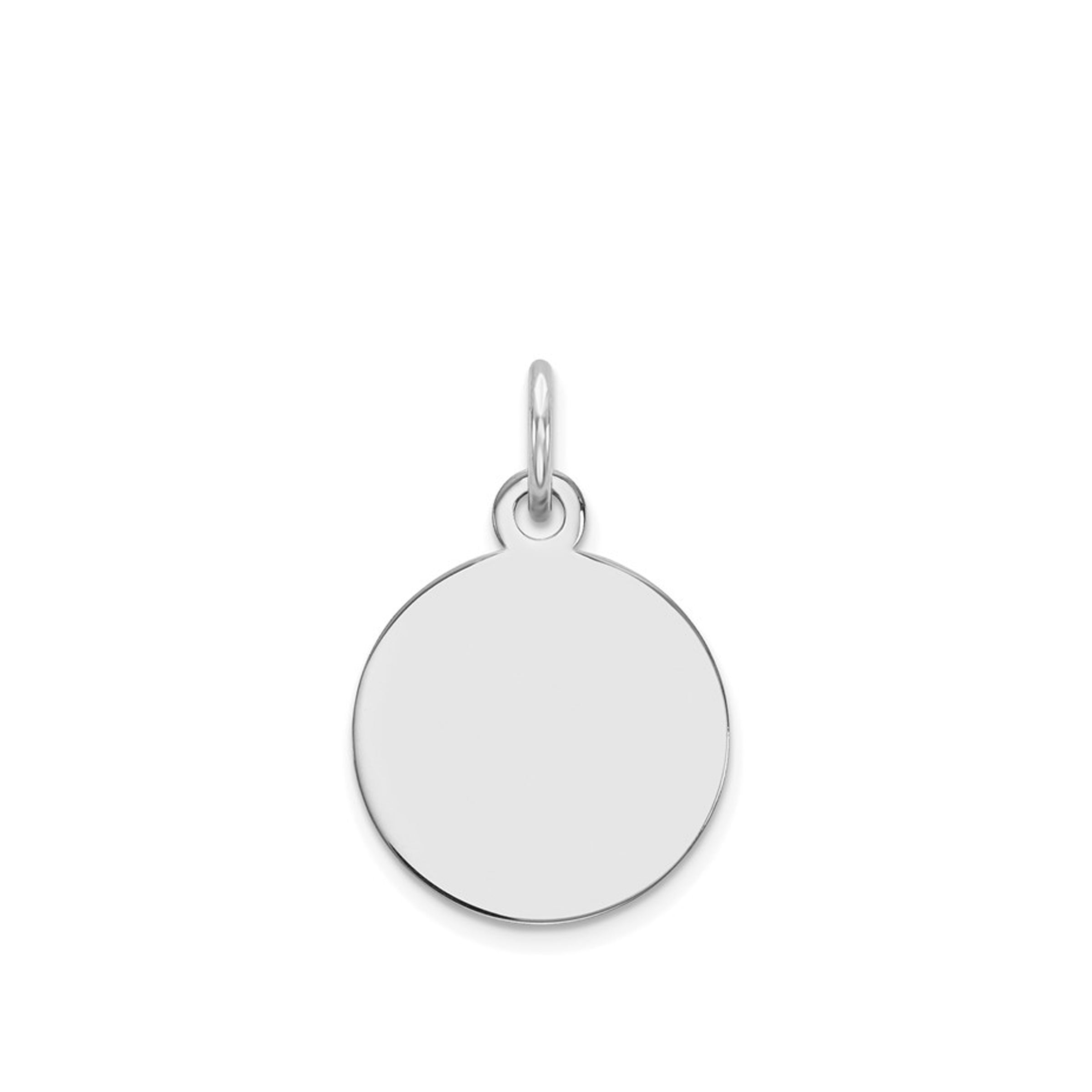 14K White Gold Round Disc Charm