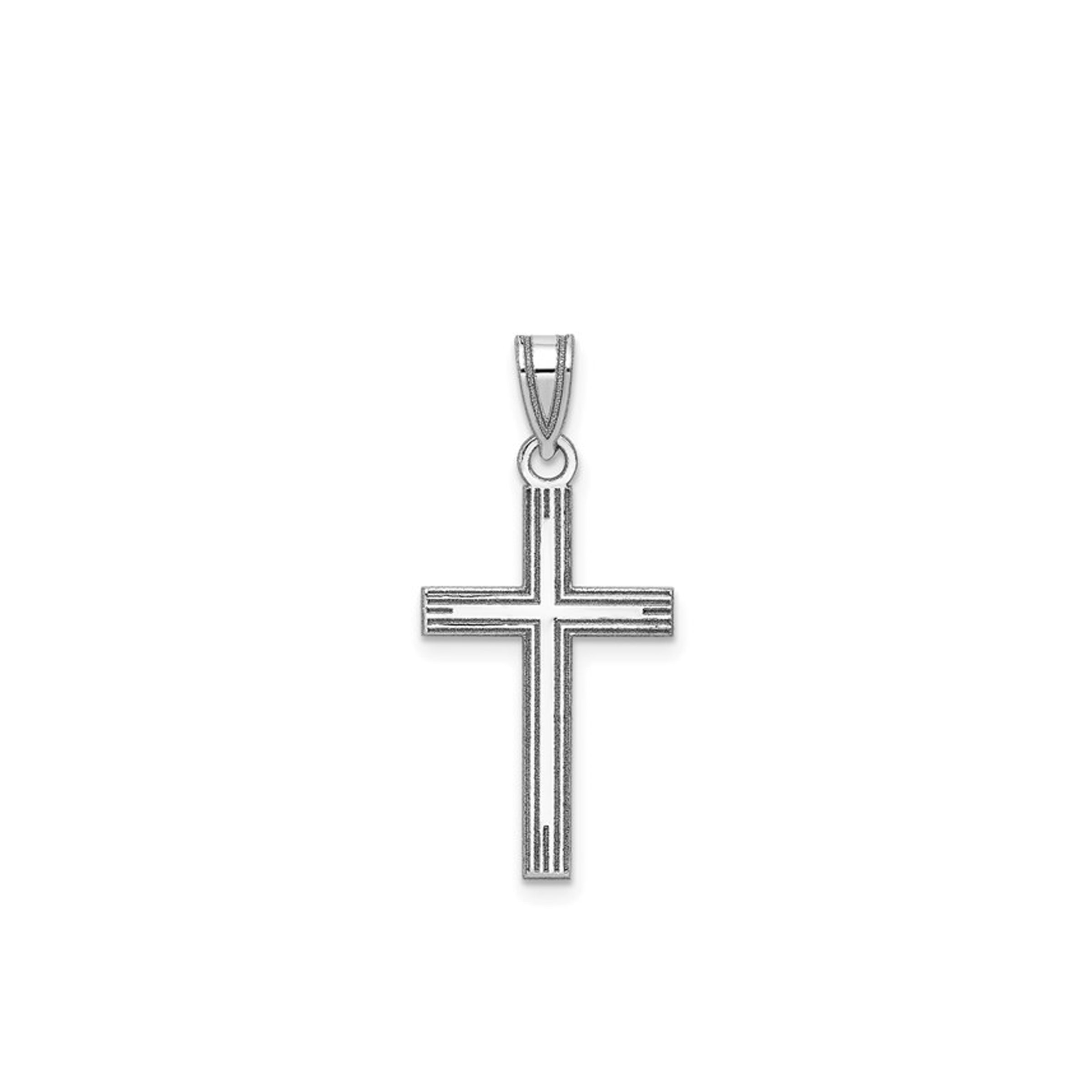 14K White Gold Cross Charm Pendant