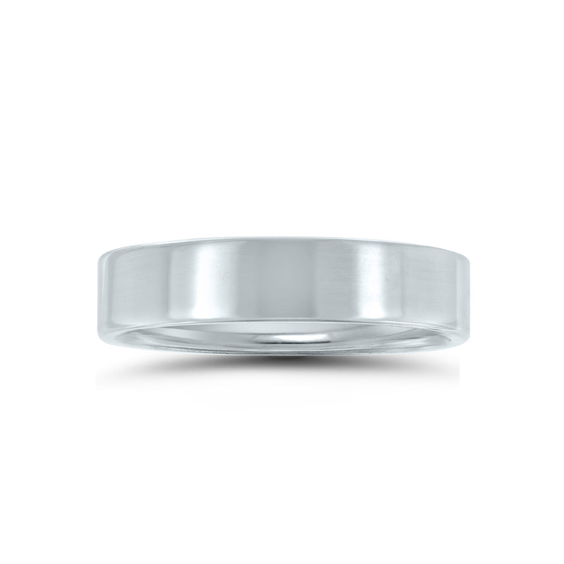 14K White Gold 5MM Pipe Cut Wedding Band - NAGI