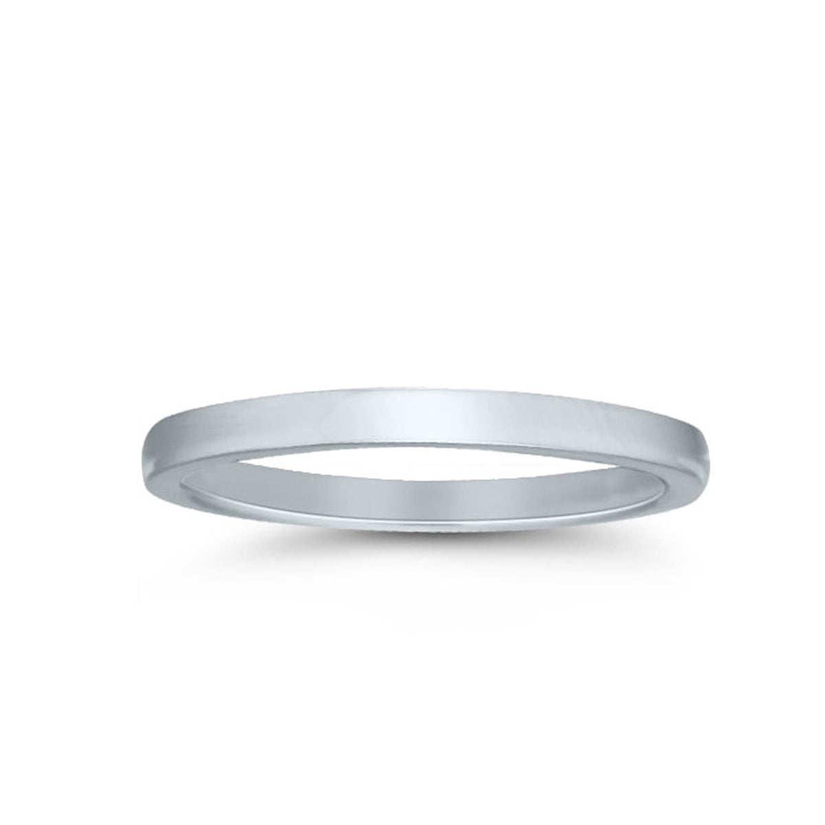 14K White Gold 2MM Low Dome Wedding Band - NAGI