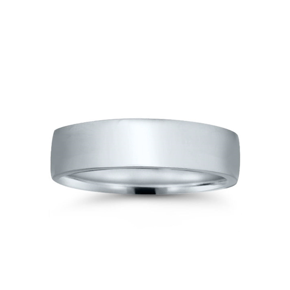 18K White Gold 5MM Low Dome Wedding Band - NAGI