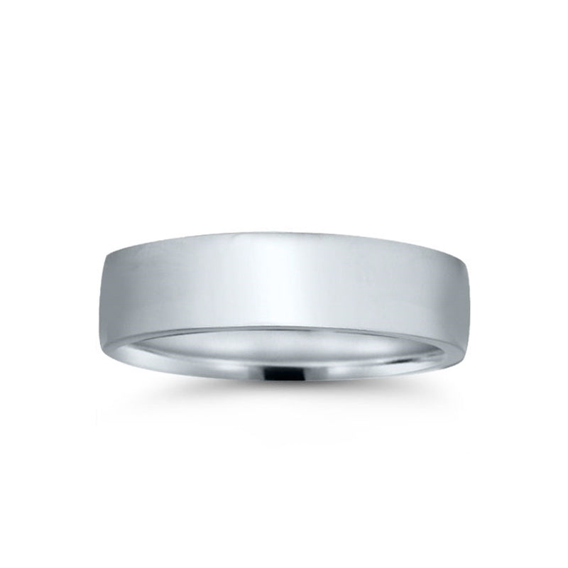14K White Gold 5MM Low Dome Wedding Band - NAGI