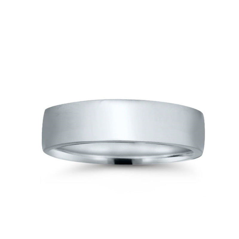 14K White Gold 6MM Low Dome Wedding Band - NAGI