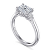 Gabriel & Co. Darline 14K White Gold Radiant Cut Three Stone Lotus Diamond Engagement Ring