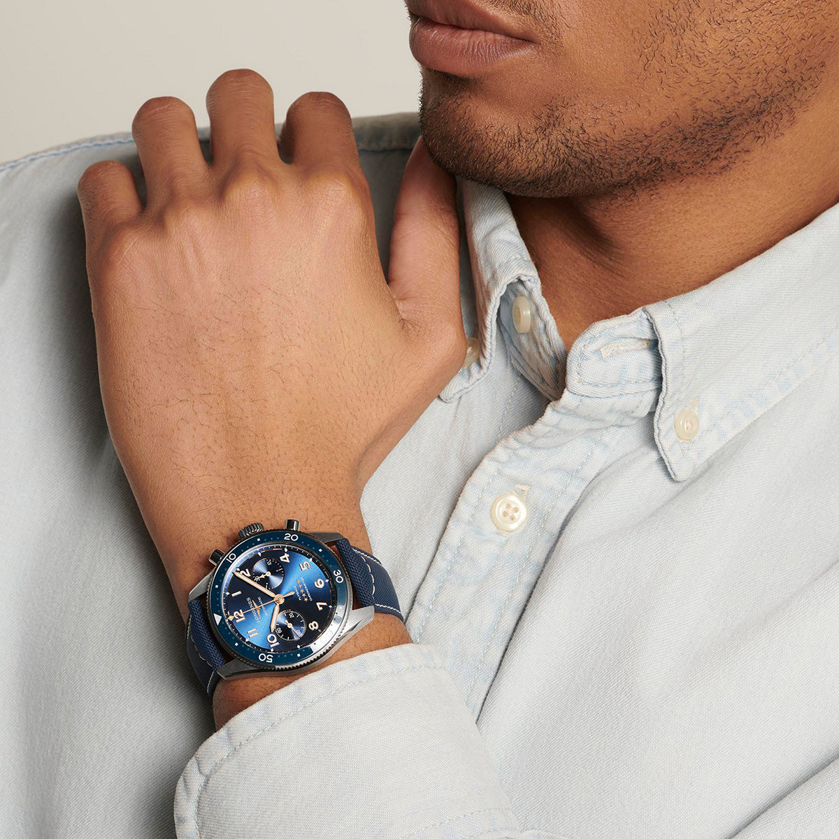 Longines Spirit Flyback 42MM Automatic Watch Chronograph Sunray Blue Dial, Blue Strap L38214932