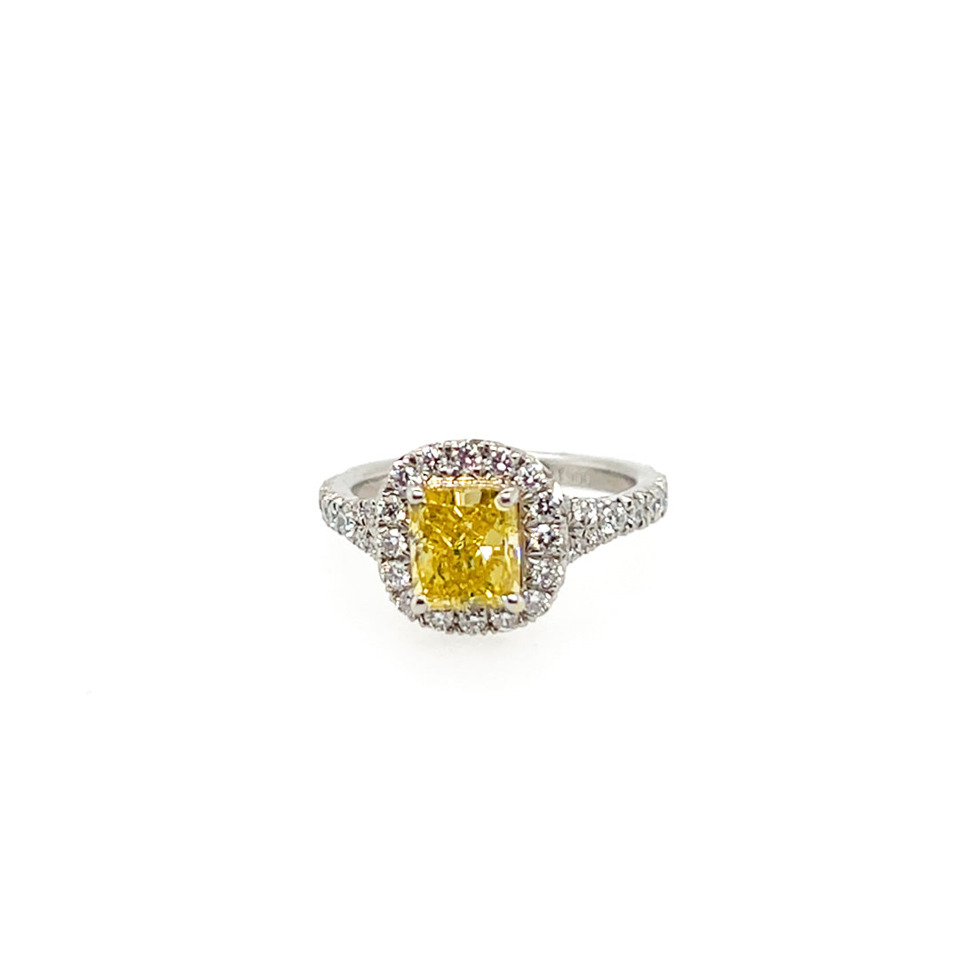 Pre-Owned Platinum & 18K Yellow Gold Fancy Yellow Diamond Ring