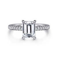 Gabriel & Co. Franka 14K White Gold Emerald Cut Diamond Engagement Ring