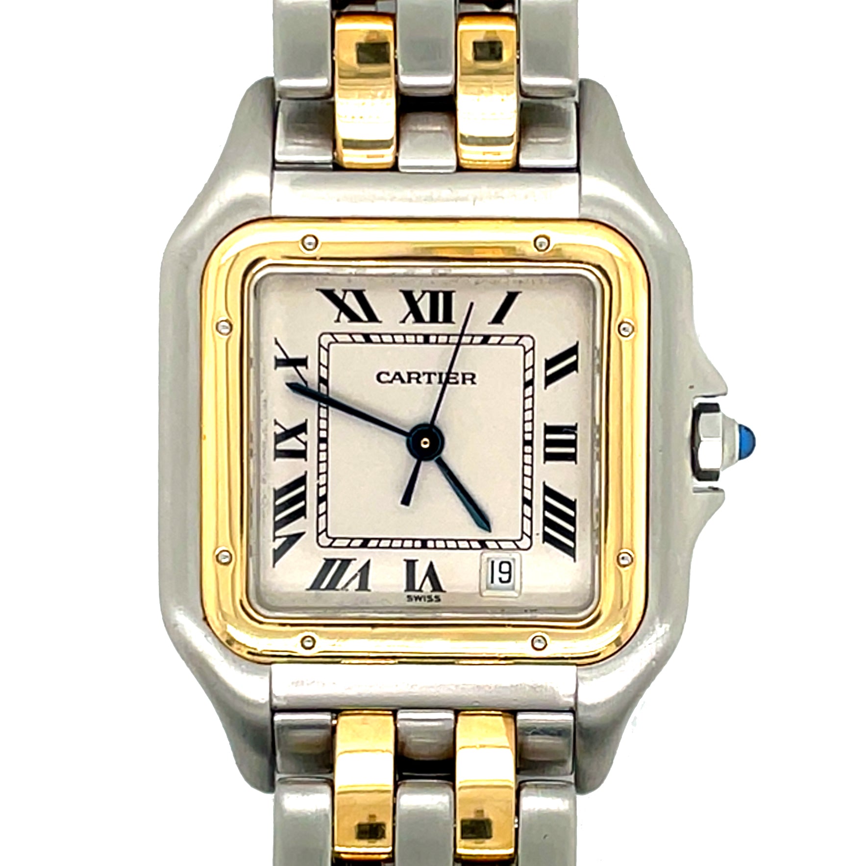 cartier panthere stainless steel and 18k yellow gold watch img1