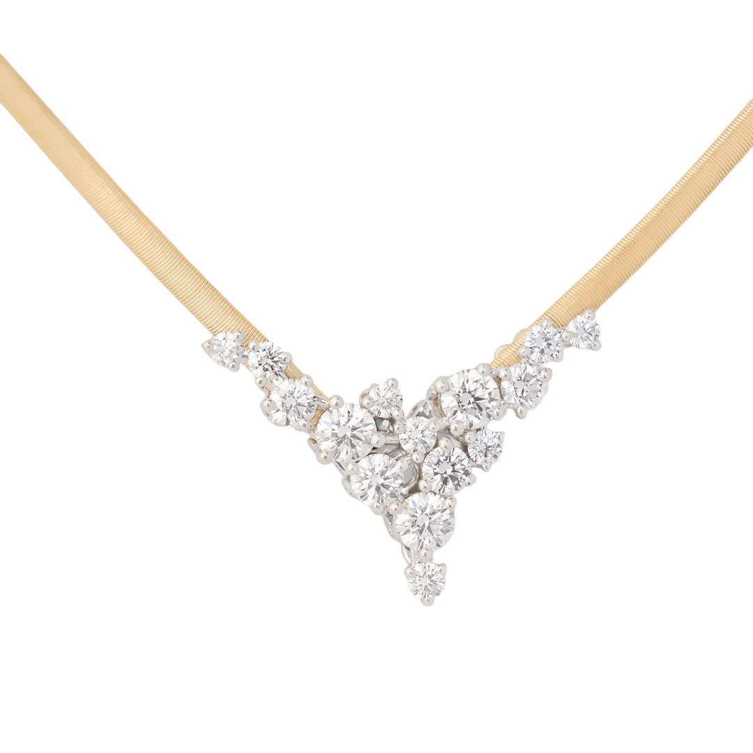 Marco Bicego 18K Yellow Gold V Cluster Diamond Necklace