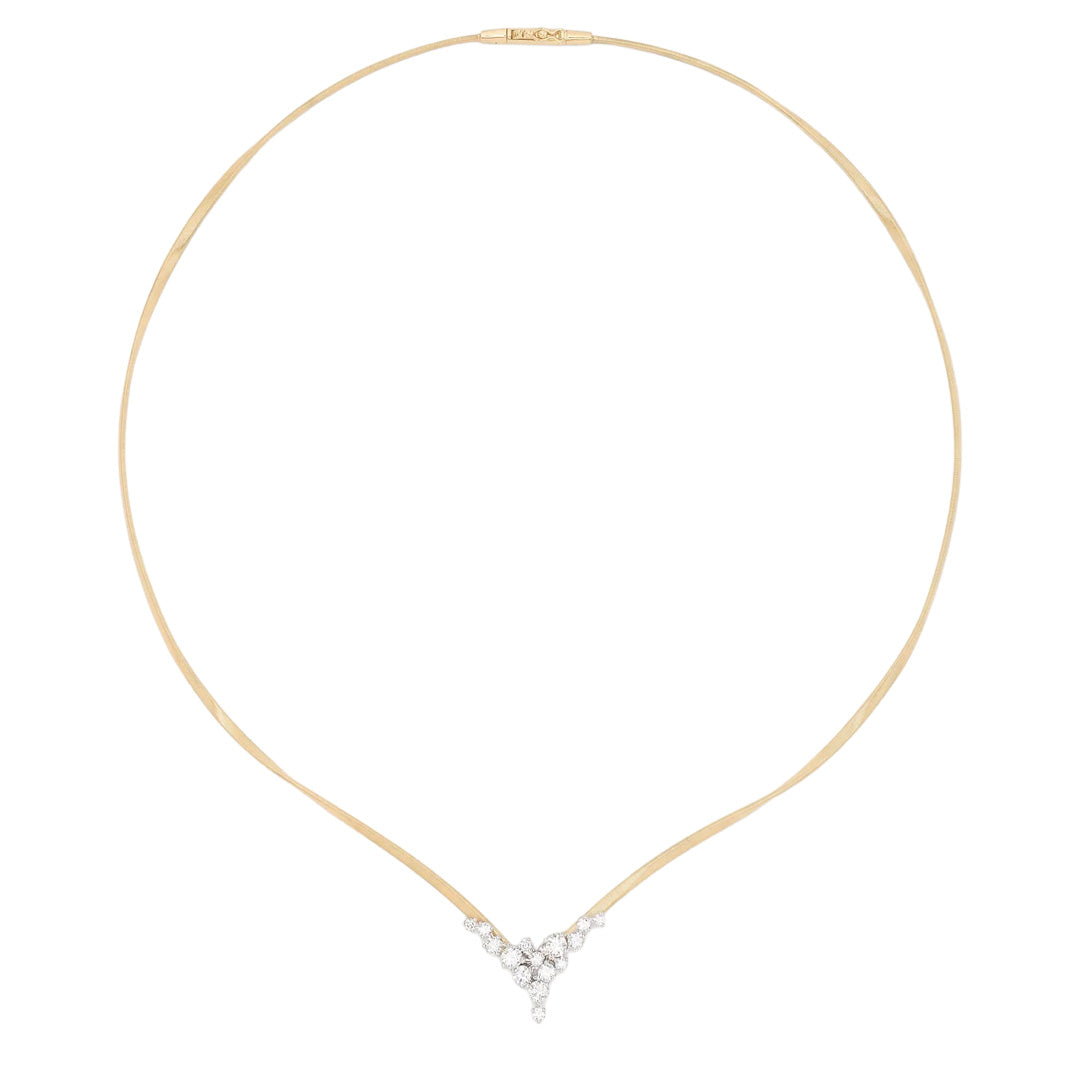 Marco Bicego 18K Yellow Gold V Cluster Diamond Necklace