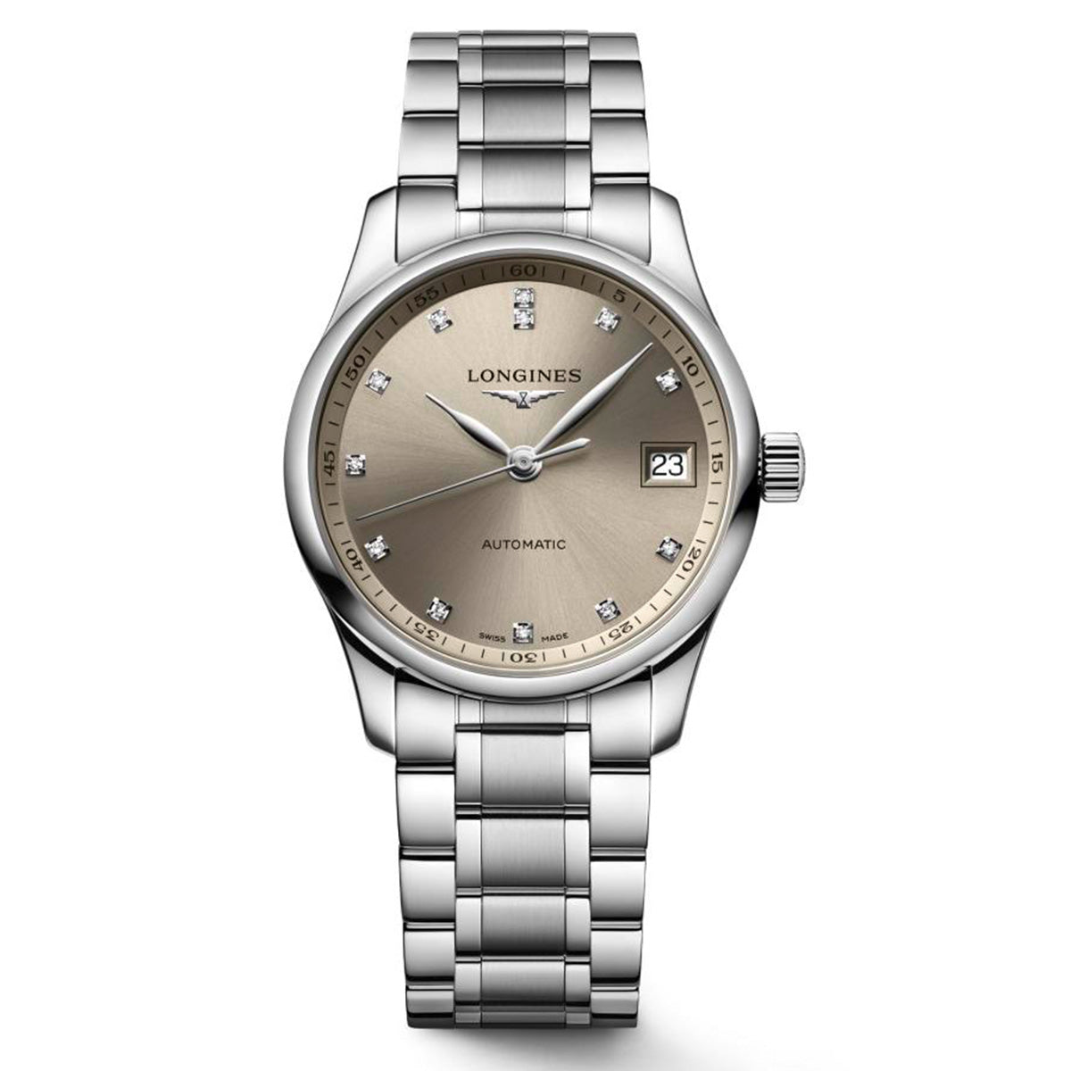 Longines Masters 34MM Automatic Beige Dial, Diamonds Watch L23574076 - NAGI