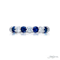 JB Star Platinum Shared Prong Round Sapphire & Round Diamond Band