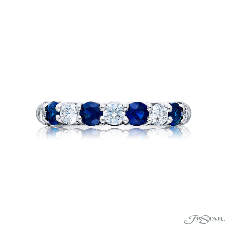 JB Star Platinum Shared Prong Round Sapphire & Round Diamond Band