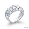 JB Star Platinum Shared Prong Set 3 Rows of Round Cut Diamond Band