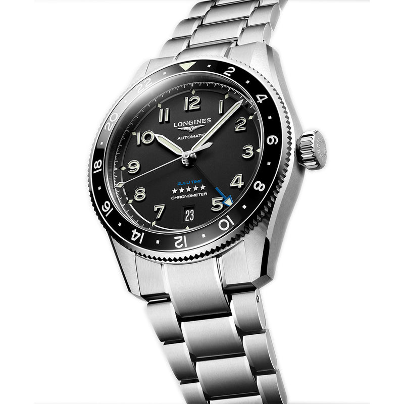 Longines Spirit Zulu  39MM Automatic Watch  Black Dial Stainless Steel Bracelet L38024536