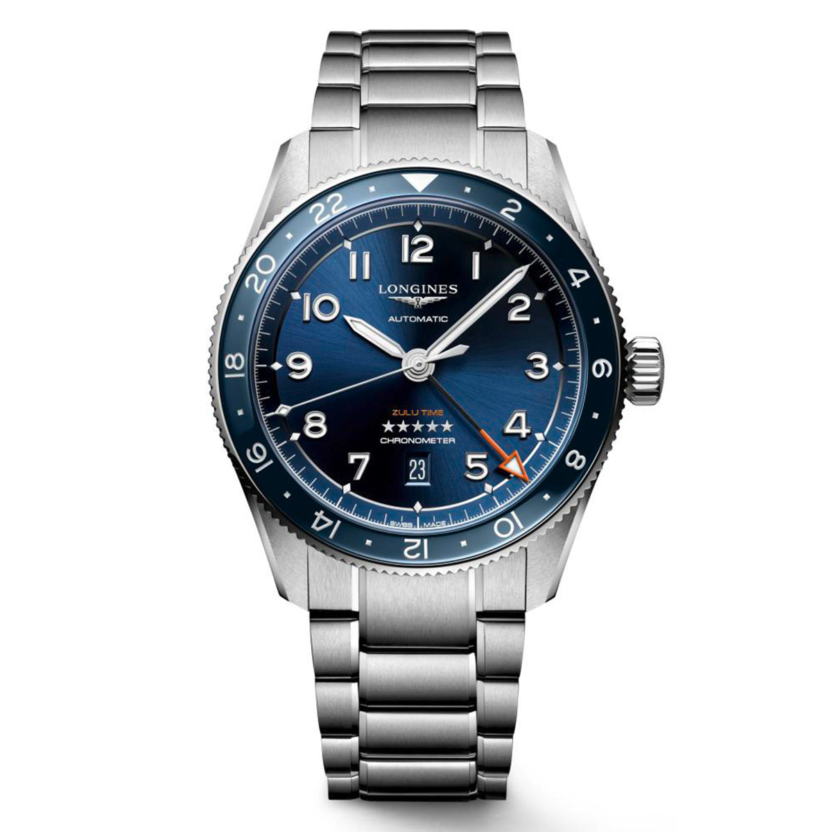 Longines Spirit Zulu Time 42MM Automatic Watch GMT Blue Dial L38124936