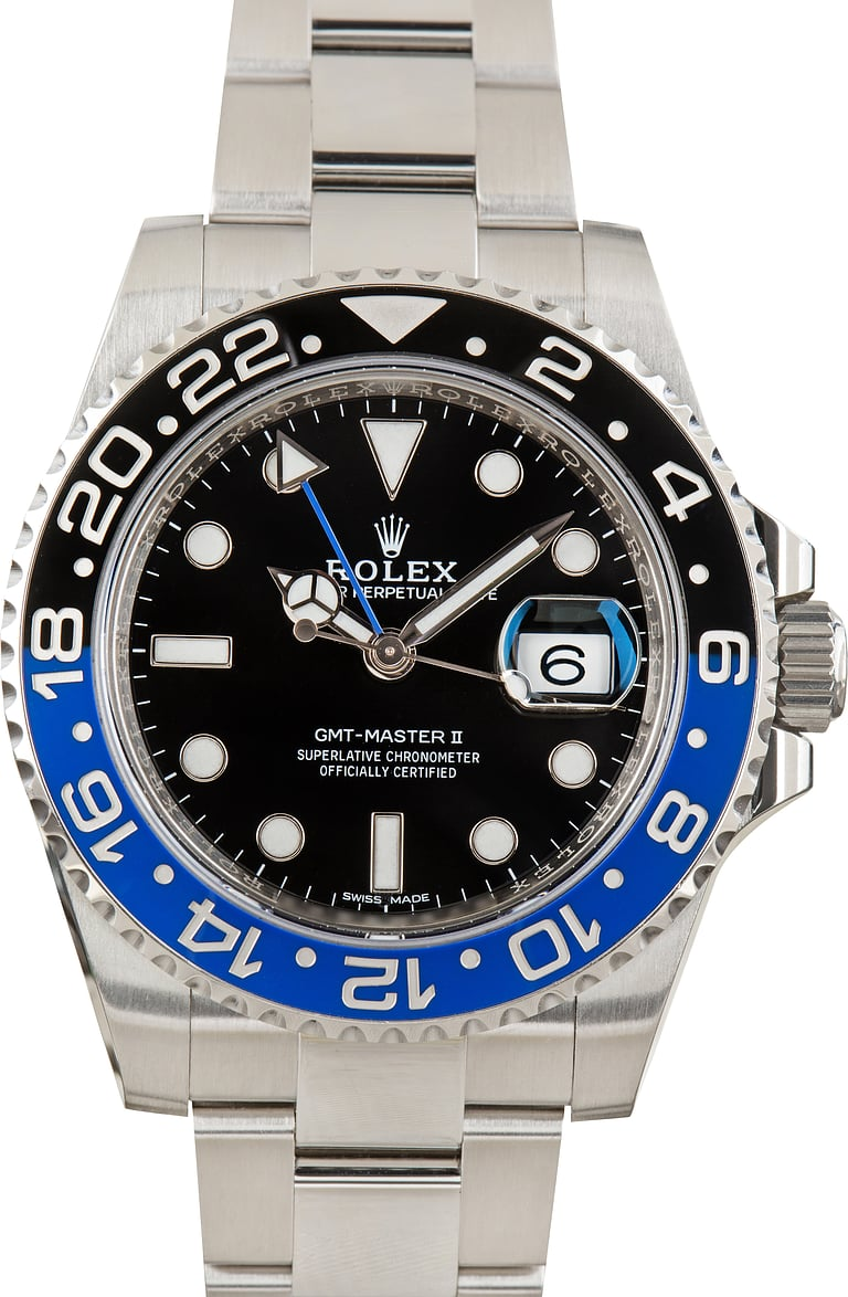 Pre-Owned Rolex "Batman" GMT Master II Black Dial Oyster Bracelet Watch - NAGI