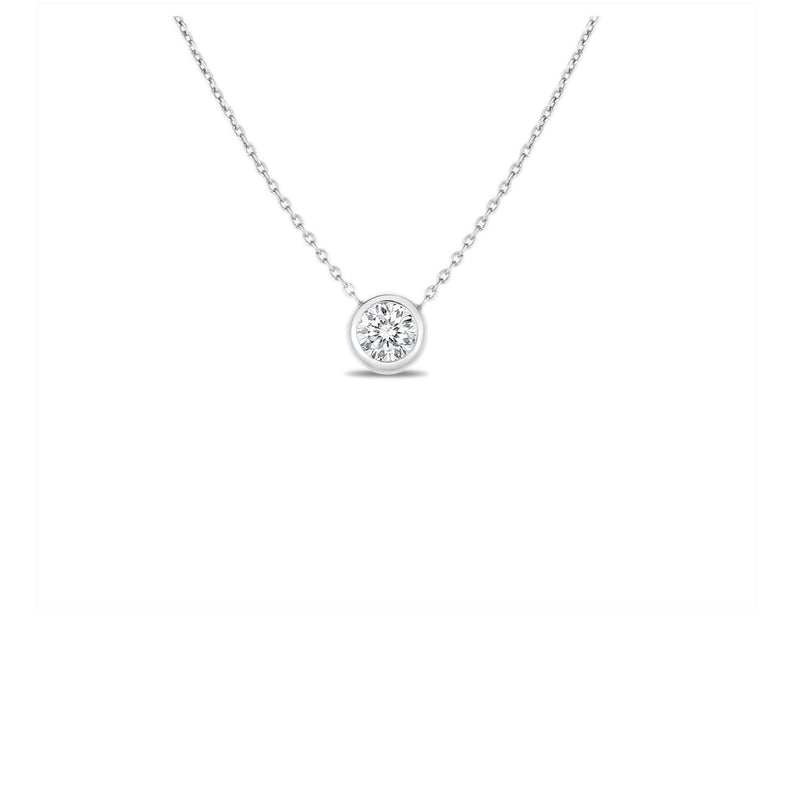 Roberto Coin 18K White Gold Solitaire Bezel Necklace