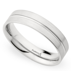 Christian Bauer Men's 14K White Gold 5.5mm Brushed Wedding Band Ring