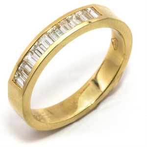 Baguette Diamond Channel Set 18K Yellow Gold Wedding Band Ring 1/2 Carat