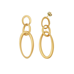 18k Yellow Gold Triple Drop Link Earrings