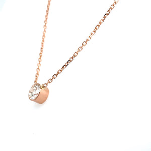 14k Rose Gold .61ct Bezel Set Diamond Necklace