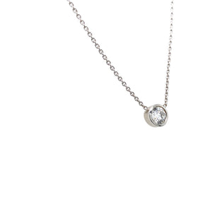 18k White Gold .44Ct Bezel Set Diamond Necklace
