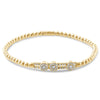 Hulchi Belluni Fidget Bracelet with Three Pave Diamond Moveable Stations Yellow Gold Stretch Stackable