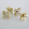 Roberto Coin Princess Flower Diamond Small Stud Earrings 18K Yellow Gold