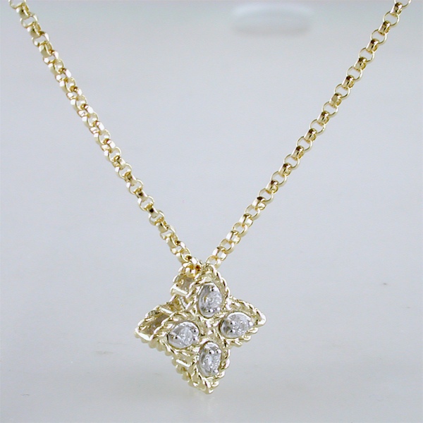 Roberto Coin Princess Flower Diamond Pendant Small 18K Yellow Gold – NAGI