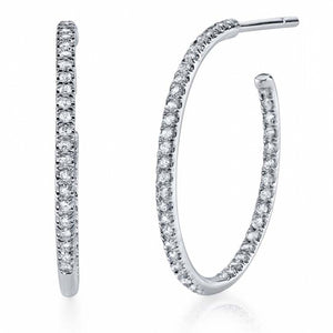 Diamond Pave Inside & Out White Gold Hoop Earrings 14K