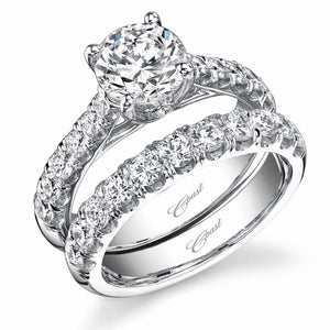 Diamond Wedding Band Anniversary Ring 18K White Gold .76ctw