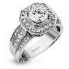 Simon G. Passion Collection Round Center Square Halo Engagement Ring NR109