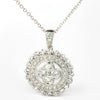 Diamond Clover Medallion 18K White Gold Pendant Necklace 3/4 Carat