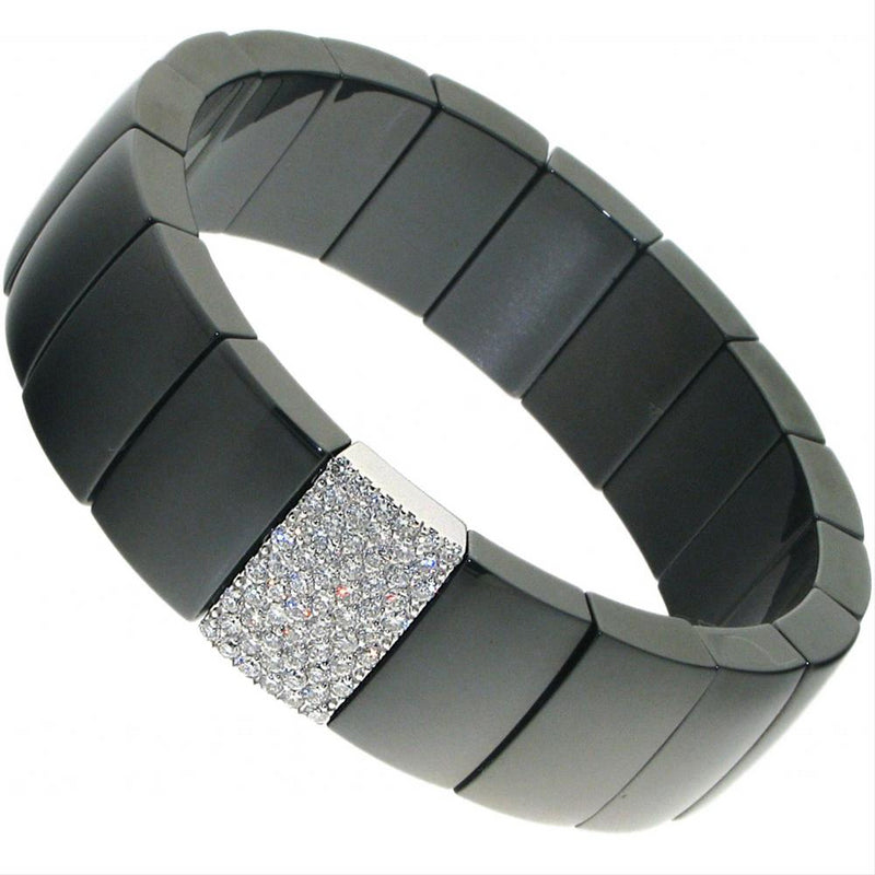 Roberto Demeglio Domino Black Ceramic Single Row Bracelet with Diamonds