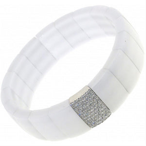 Roberto Demeglio Domino White Ceramic Single Row Bracelet with Diamond