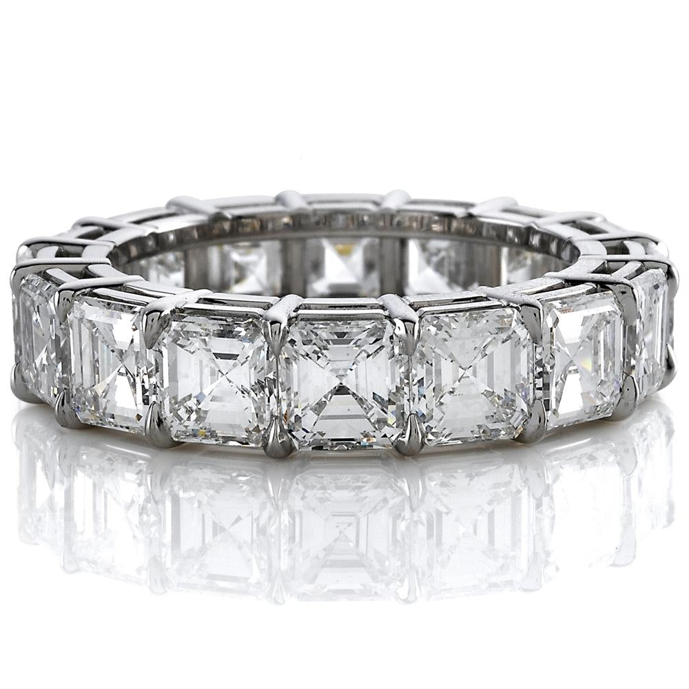 Asscher Cut Diamond Band . Natural Diamond Asscher Diamond Ring . Asscher  Cut Wedding Band 2.8mm . White Yellow Rose 14k 18k Platinum 950