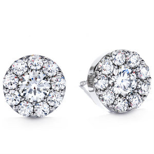 Hearts on Fire Fulfillment Round Diamond Halo Stud Earrings 18K White Gold - Nagi Jewelers