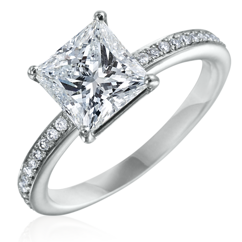 Princess Cut 2.14 Carat GIA Excellent Cut Diamond Platinum Engagement Ring