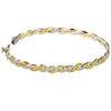 Fancy Yellow & Colorless Diamond Weave Design Two-Tone Gold Bangle Bracelet