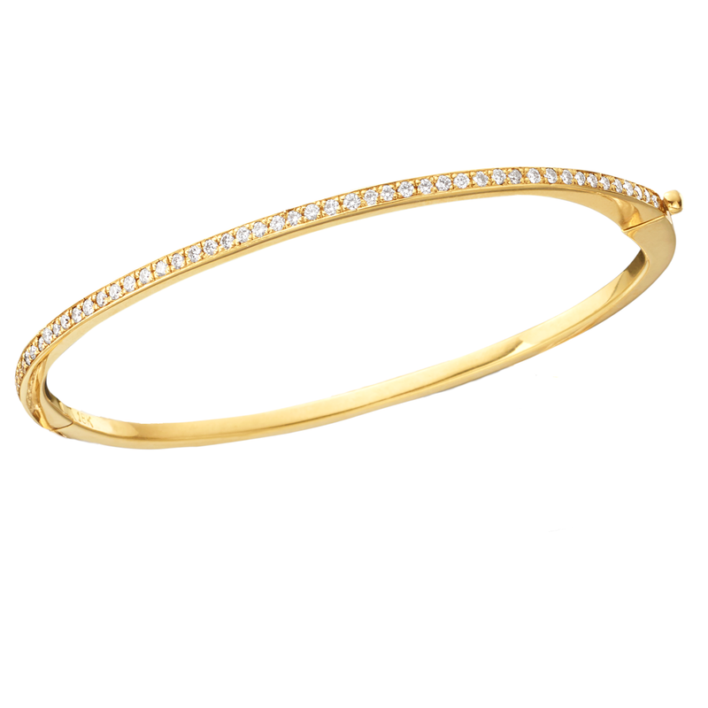 Diamond Bangle Tennis Bracelet in 18K Yellow Gold .73 Carats