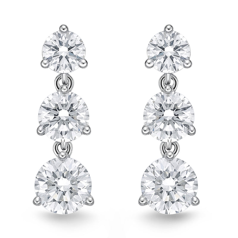 Memoire 18K White Gold 3 Diamond Juliet Drop Diamond Earrings