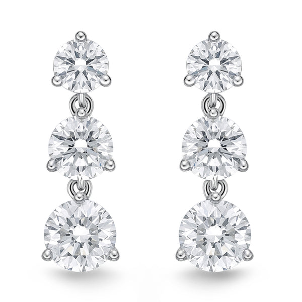 Memoire 18K White Gold 3 Diamond Juliet Drop Diamond Earrings – NAGI