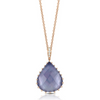 Doves "Parisian Plumb" Blue Lapis, Mother of Pearl, Amethyst & Diamond Teardrop Shaped Pendant Necklace Rose Gold