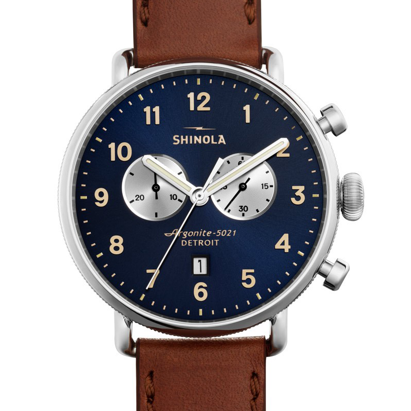 Shinola Gents 43mm Canfield Chronograph Midnight Blue Dial Watch S0120001940