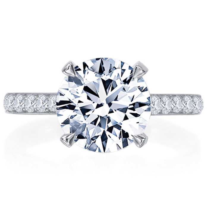Beignet Round Diamond Solitaire Platinum Diamond Engagement Ring