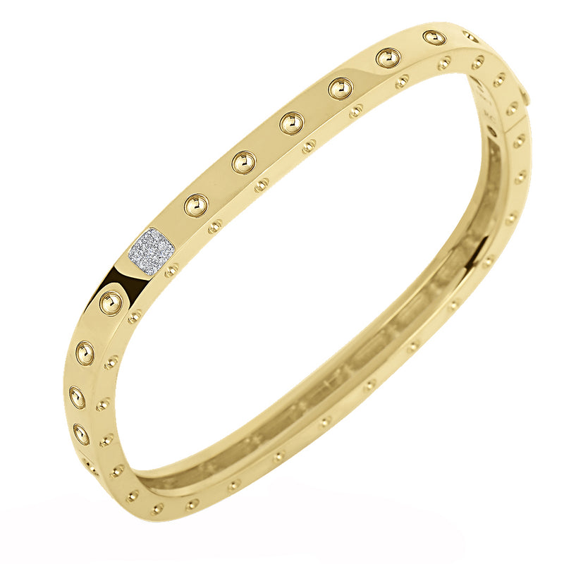 Roberto Coin Pois Moi 18K Yellow Gold Single Row Diamond Cuff Bracelet