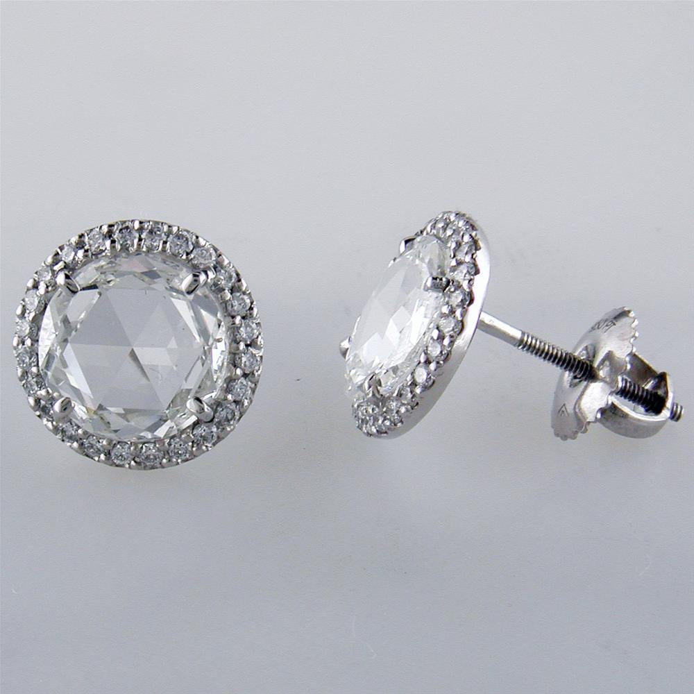 Gorgeous Round Platinum and Diamond Stud Earrings