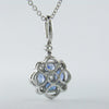Gregg Ruth Sapphire & Diamond Flower Pendant Necklace 18K White Gold
